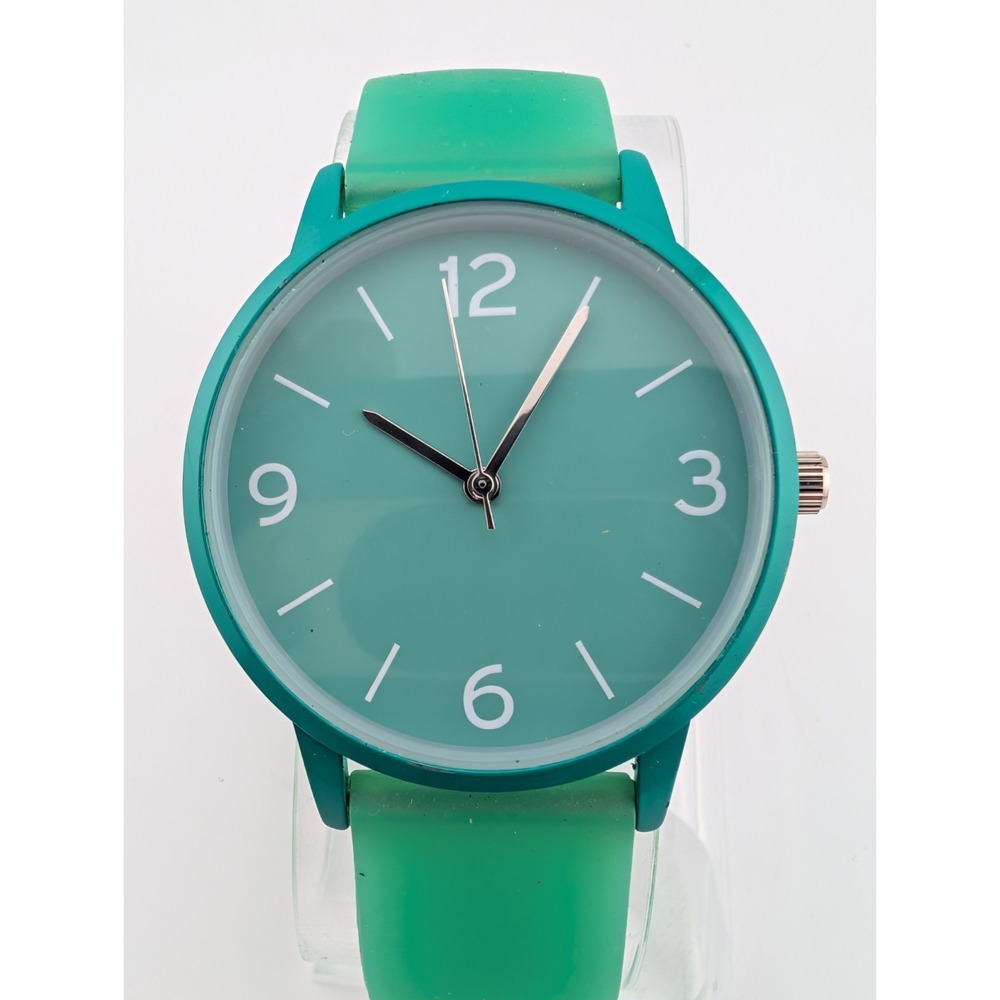 Accutime Watch Women 38mm Case Teal Silicone Band- New Battery